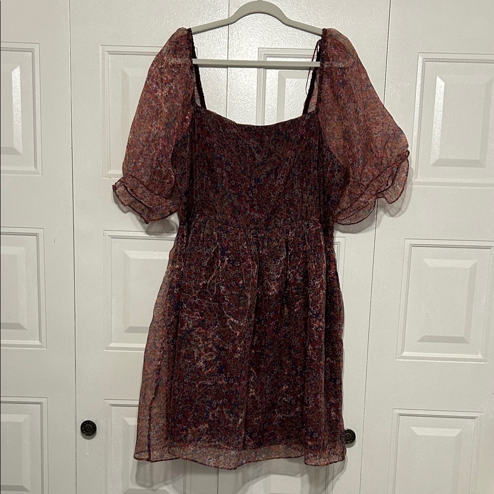 English Factory Multicolor Puff Sleeve Mini Dress